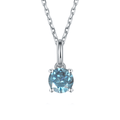 Blue Moissanite Solitiare Necklace by Fine Color Jewels