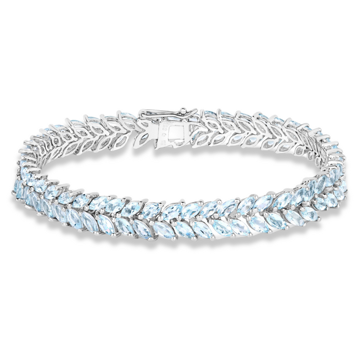 Natural Aquamarine Silver Bracelet by Fine Color Jewels