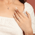 Round Created Pink Sapphire Prong Rhodium Over Silver Solitaire Ring by Fine Color Jewels