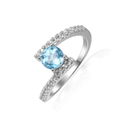Natural Blue Topaz Solitiare Ring by Fine Color Jewels