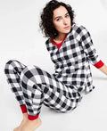 Family Pajamas Matching Womens Lightweight Thermal Waffle Buffalo Check by Vanessa Jane