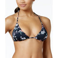 Bar III Black Floral/Stripe Reversible Triangle Halter Bikini Top, Size XS by Vanessa Jane