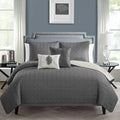 VCNY Home Hayden Solid Reversible Geometric Quilt Set, Queen, Charcoal/Vanilla by Vanessa Jane