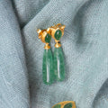 Verona Tulip Drop Earrings - Green Strawberry Quartz by Christina Greene