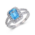 Blue Topaz Split Band Halo Ring by Fine Color Jewels