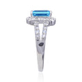 Blue Topaz Split Band Halo Ring by Fine Color Jewels