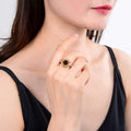 Smokey Quartz and Citrine Sunflower Ring by Fine Color Jewels