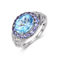 Blue Topaz and Tanzanite Statement Ring by Fine Color Jewels