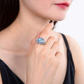Blue Topaz and Tanzanite Statement Ring by Fine Color Jewels