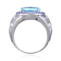 Blue Topaz and Tanzanite Statement Ring by Fine Color Jewels