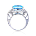 Blue Topaz Cushion Statement Ring by Fine Color Jewels
