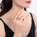 Blue Topaz Emerald Cut Statement Ring by Fine Color Jewels