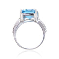 Blue Topaz Emerald Cut Statement Ring by Fine Color Jewels