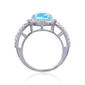 Blue Topaz Cushion Statement Ring by Fine Color Jewels