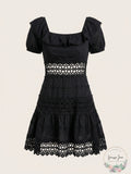 Free People Womens Cruel Intentions Crochet-Lace Mini Dress, Black, Size 2 by Vanessa Jane