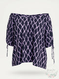MICHAEL Michael Kors Womens Plus Ikat Ruffled Pullover Top, Navy ,Size 1X by Vanessa Jane