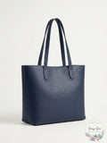 Lauren Cecchi New York Leather Tote Navy Silver by Vanessa Jane