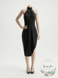 Stylestalker Womens Lana Asymmetric Halter Cocktail Dress,Size Small/Noir by Vanessa Jane