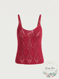 Free People Women’s Glisten Crochet Knit Cami Tank Top Love Potion Pink, Large by Vanessa Jane