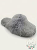 Jenni Critter Cat Ears Faux-Fur Scuff Womens Slide Slippers – Grey- Small(5–6) by Vanessa Jane