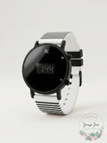 I.N.C. Womens White Striped Silicone Strap Watch 39mm by Vanessa Jane