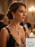 RH Macys Cubic Zirconia Square Pendant Necklace and 3-PC. Stud Earrings by Vanessa Jane