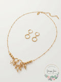 Style and Co Gold-Tone Beaded Charm Hammered Ring Statement Necklace and Earring by Vanessa Jane
