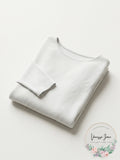 Jenni Rib-Knit Long Sleeve Sleep Crop Top Size -Off White- Medium by Vanessa Jane