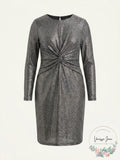 Michael Michael Kors Womens Plus Metallic Twist Waist Party Dress by Vanessa Jane