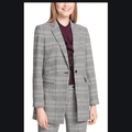 Calvin Klein Womens One Button Jacket, Black/Multi, Size 10 by Vanessa Jane