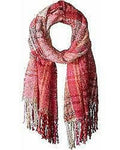 Echo Lofty Plaid Fringe Scarf - Red, Size 20 X 70 by Vanessa Jane