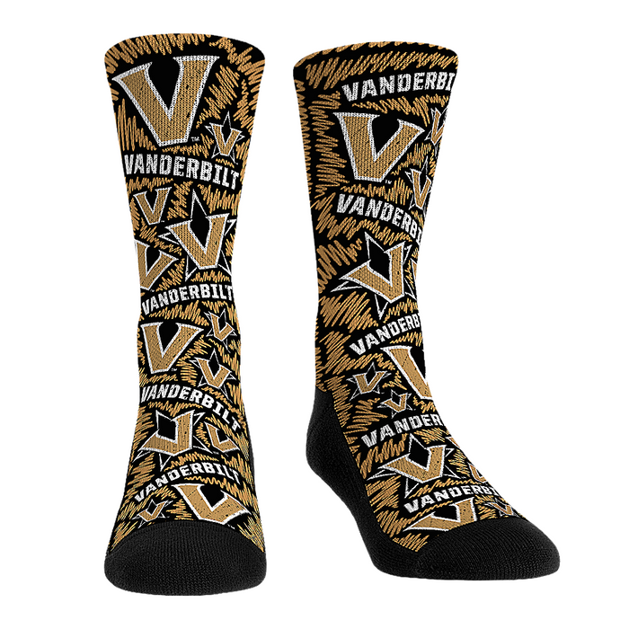 Vanderbilt Commodores - Logo Sketch Gold by Rock 'Em Socks