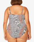 Bleu by Rod Beattie Plus Size Animal-Print Shirred Underwire Swimsuit, Size 16W by Vanessa Jane