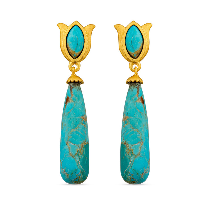 Verona Tulip Drop Earrings - Turquoise by Christina Greene