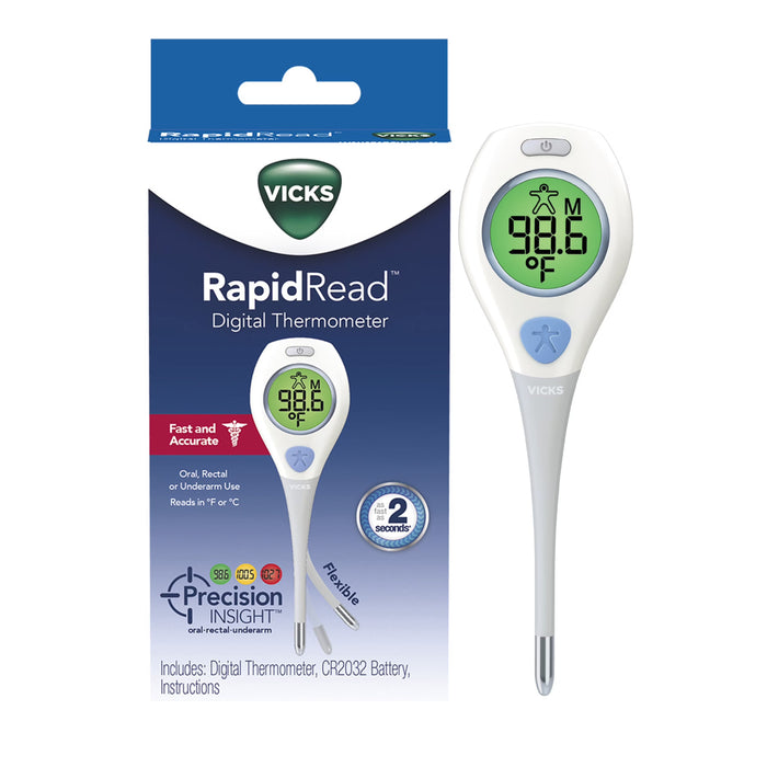 Vicks Rapid Read Digital Thermometer, for Oral, Rectal or Underarm Use, All Ages, White by Pasteur Pharmacy