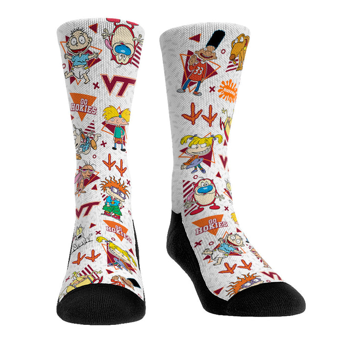 Virginia Tech Hokies - 90's Nickelodeon Characters All-Over by Rock 'Em Socks
