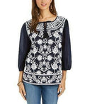 Style and Co Cotton Peasant Blouse, Size XS by Vanessa Jane
