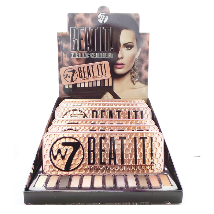 W7 BEAT IT Natural Nudes Eye Colour Palette Display Set, 6 Pieces plus Display Tester by Avera Group