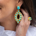 Water Lily Drop Earrings - Turquoise by Christina Greene