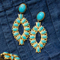 Water Lily Drop Earrings - Turquoise by Christina Greene
