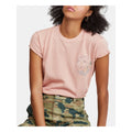 Free People Women's Pink Printed Short Sleeve Crew Neck T-Shirt Top-Size Small by Vanessa Jane
