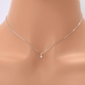 14K White Gold Lab Grown Diamond Solitaire Necklace by Fine Color Jewels