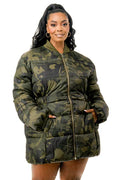 Camouflage Elastic Waist Puffer Coat by The House of Stylez