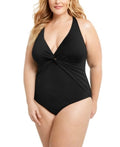 Bleu by Rod Beattie Trendy Plunging Halter One-Piece Swimsuit by Vanessa Jane
