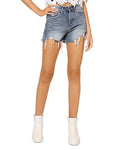 Gracia Womens Destroyed High Rise Cutoff Shorts, Blue, Size Small by Vanessa Jane