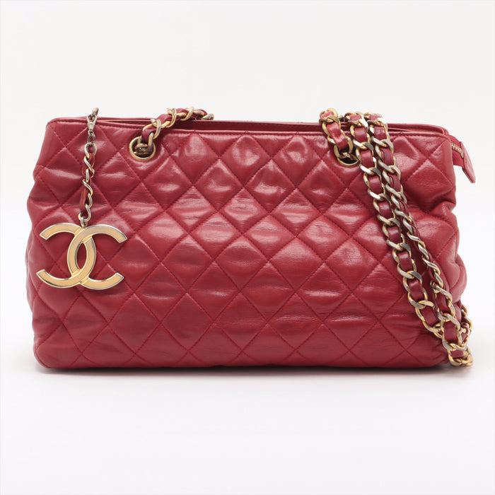 Chanel Matelasse Lambskin Chain Shoulder Bag Red Gold Metal Fittings 1328599 #1737 by Bolt Boutique