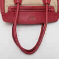 Prada Red/Beige Saffiano Cuir-Trimmed Canapa Tote #1815 by Bolt Boutique