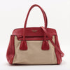 Prada Red/Beige Saffiano Cuir-Trimmed Canapa Tote #1815