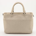 Bottega Veneta Intrecciato Leather 2 Way Handbag White #1816 by Bolt Boutique