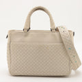 Bottega Veneta Intrecciato Leather 2 Way Handbag White #1816 by Bolt Boutique